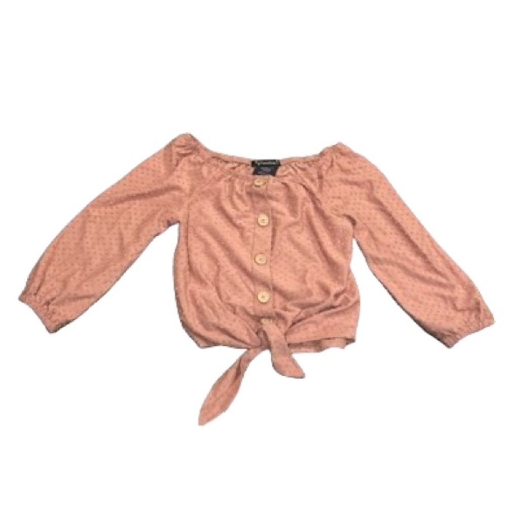 Xtraordinary Girls Peach Blouse with Buttons and Front Tie Size Small